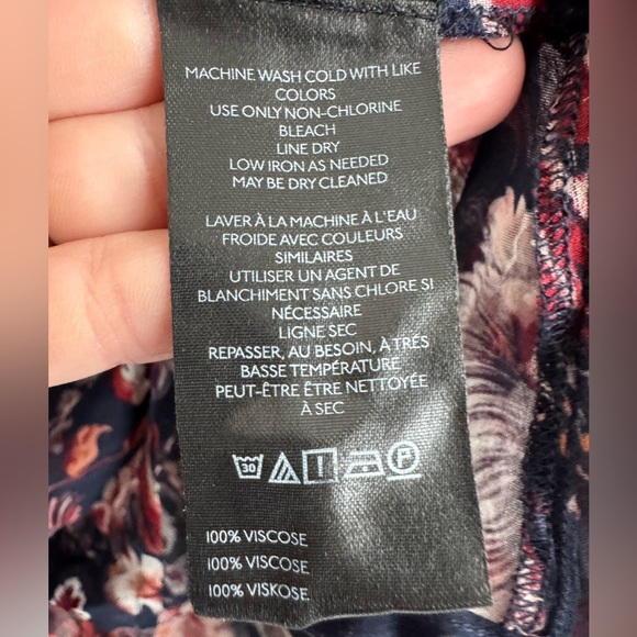 Anthropologie The Estela Sheer Print Blouse Women 3X Floral Blue Pink Deep V - Picture 8 of 14